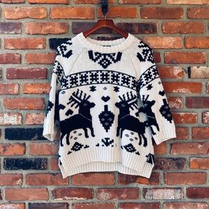 H&M Black & Cream Crewneck Sweater